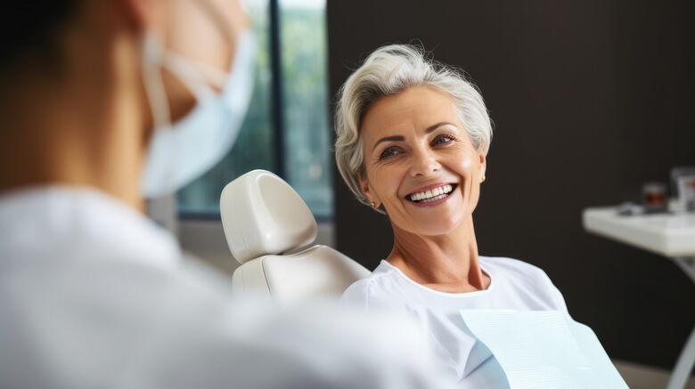 Smiling woman at a dental clinic